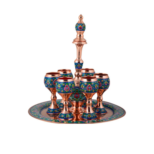Handcrafted Copper & Minakari Sherbet Serving Set – 3-Piece Decorative Set